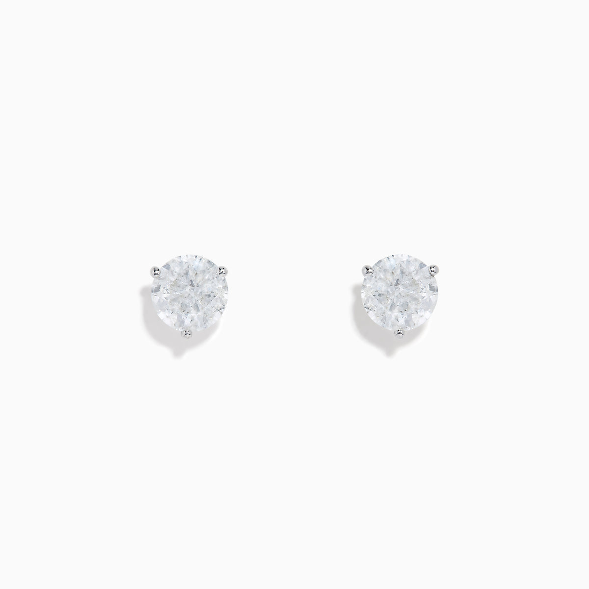 14 Karat White Gold Diamond Stud Earrings featuring round diamonds totaling 2.00TCW are displayed against a plain white background.