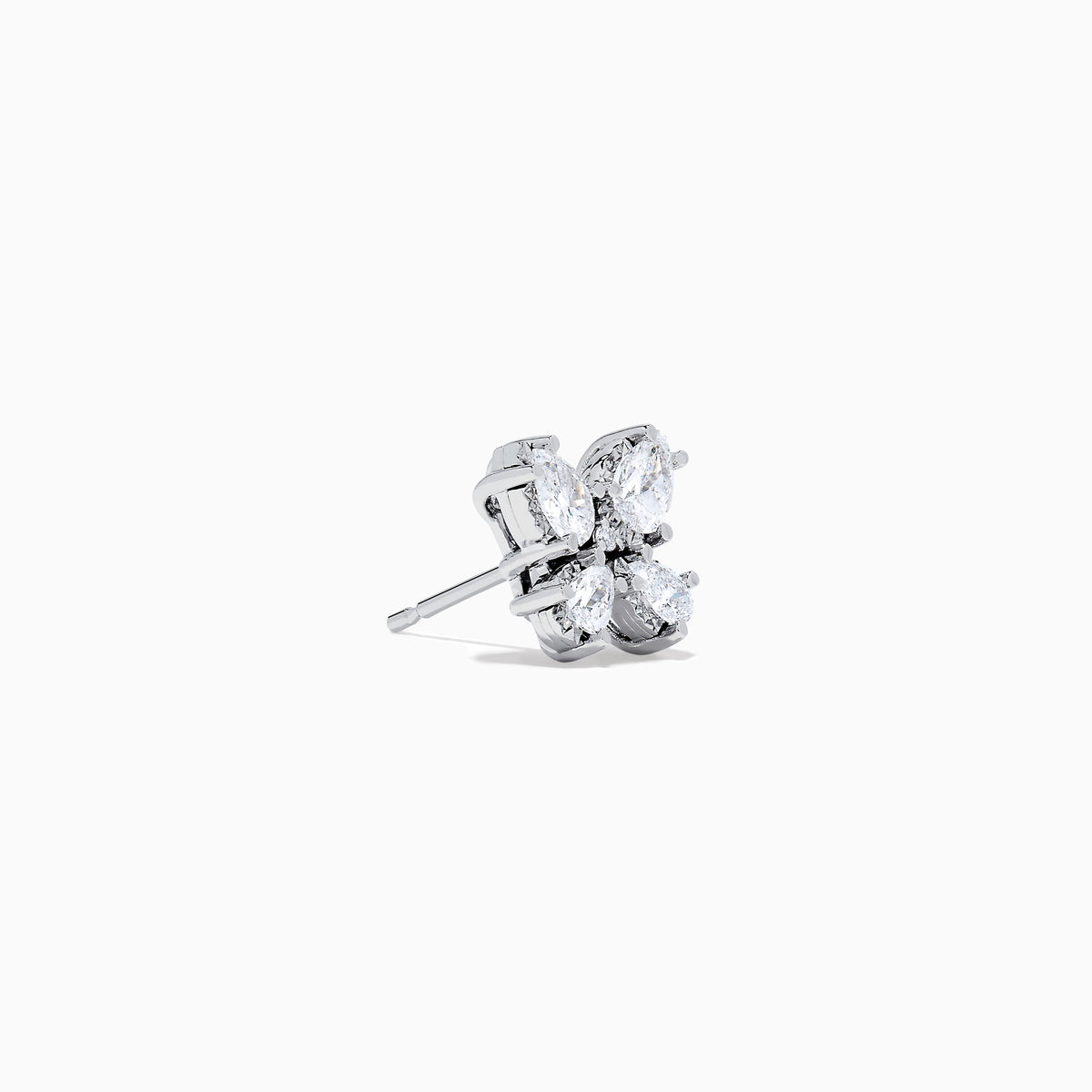 Lab Grown Pear and Round Diamond 1.23ct Butterfly Stud Earrings in 14K White Gold, beautifully displayed against a plain white background.