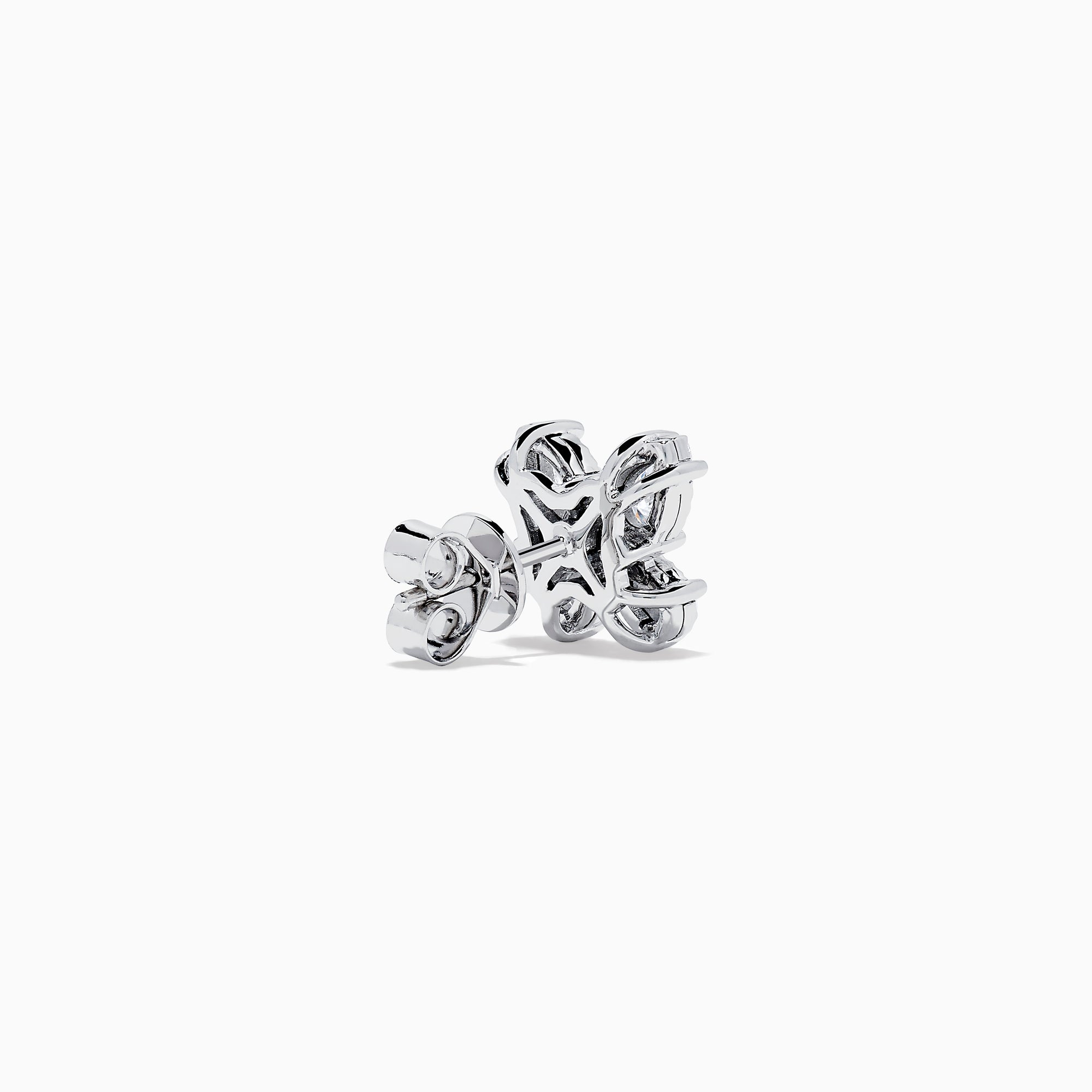 Lab Grown Pear and Round Diamond 1.23ct Butterfly Stud Earrings in 14K White Gold, beautifully displayed against a plain white background.