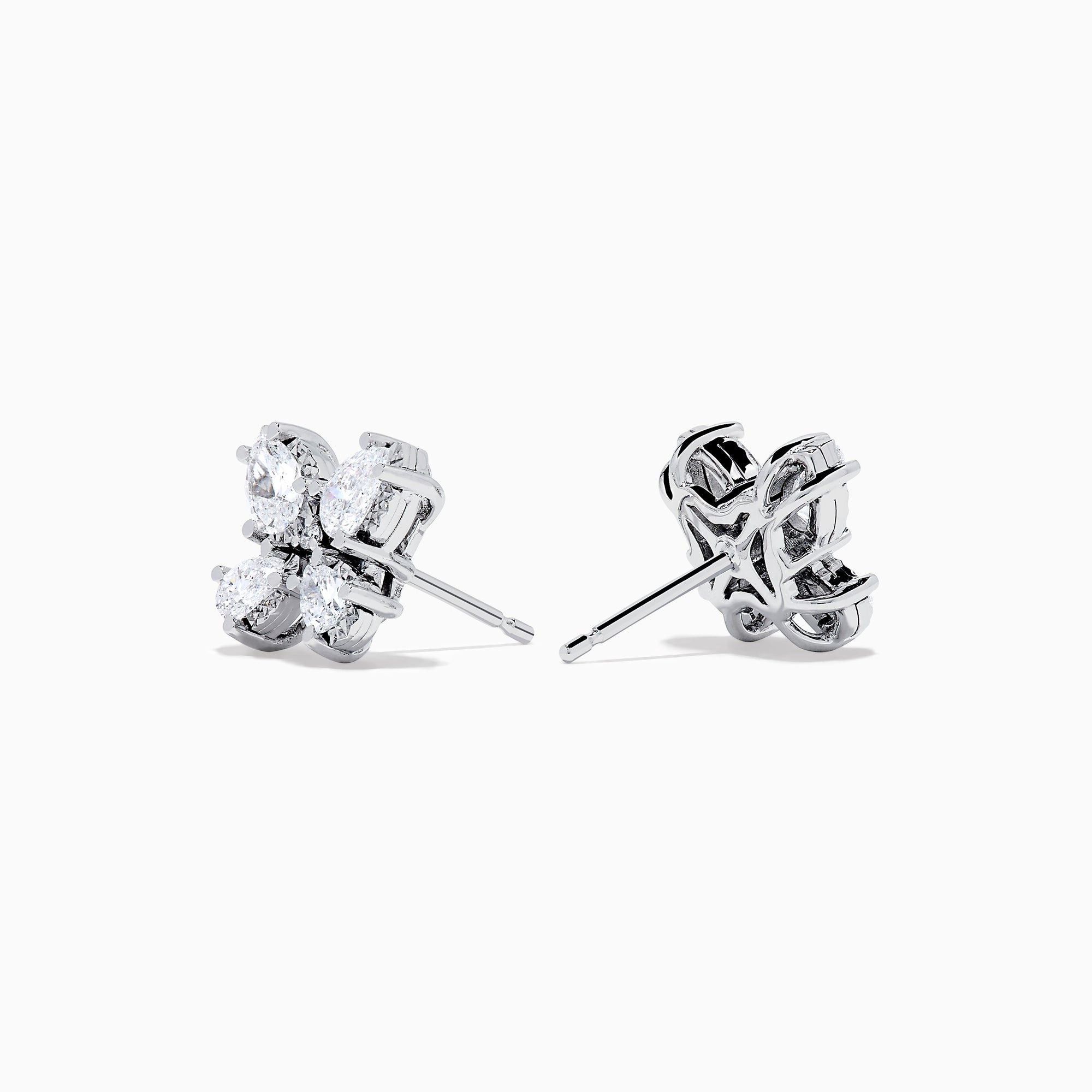 Lab Grown Pear and Round Diamond 1.23ct Butterfly Stud Earrings in 14K White Gold, beautifully displayed against a plain white background.
