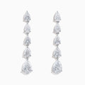 Lab Grown Pear Diamond 2.45ct Linear Drop Earrings in 14K White Gold, each with five vertically set pear-shaped diamonds, showcased on a plain white background.