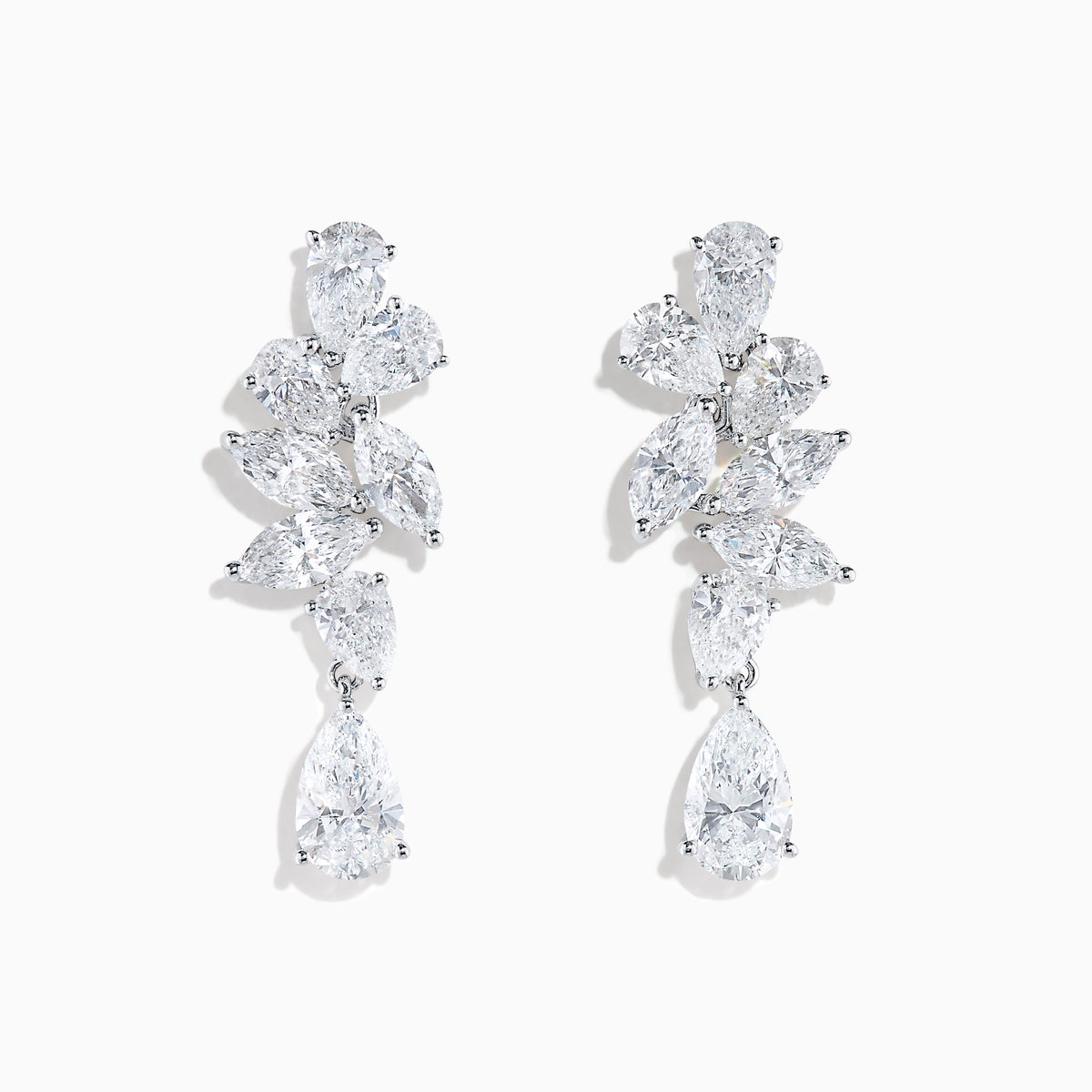 Lab Grown Pear and Marquise Diamond 3.61ct Statement Drop Earrings in 14K White Gold feature cascading pear and marquise diamonds set in a bold, elegant drop design.