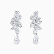 Lab Grown Pear and Marquise Diamond 3.61ct Statement Drop Earrings in 14K White Gold feature cascading pear and marquise diamonds set in a bold, elegant drop design.