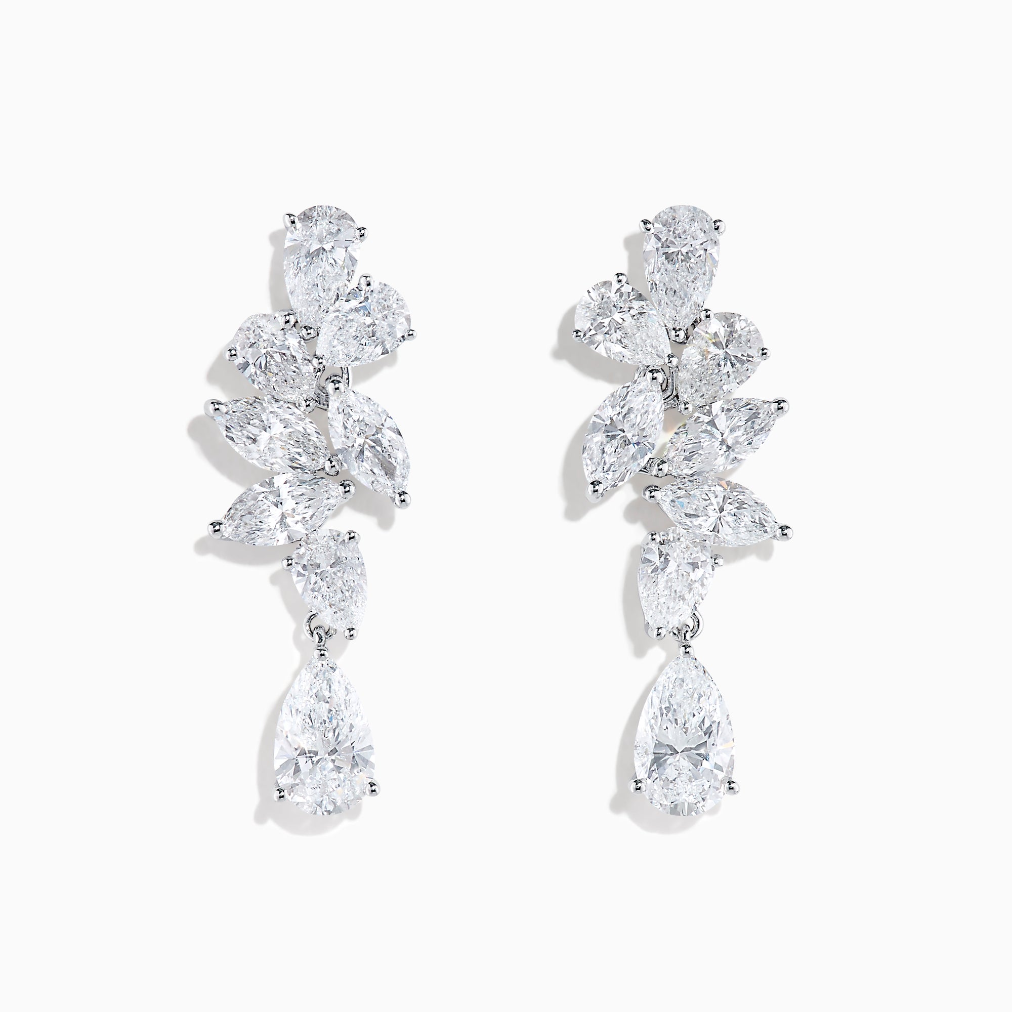 Lab Grown Pear and Marquise Diamond 3.61ct Statement Drop Earrings in 14K White Gold feature cascading pear and marquise diamonds set in a bold, elegant drop design.