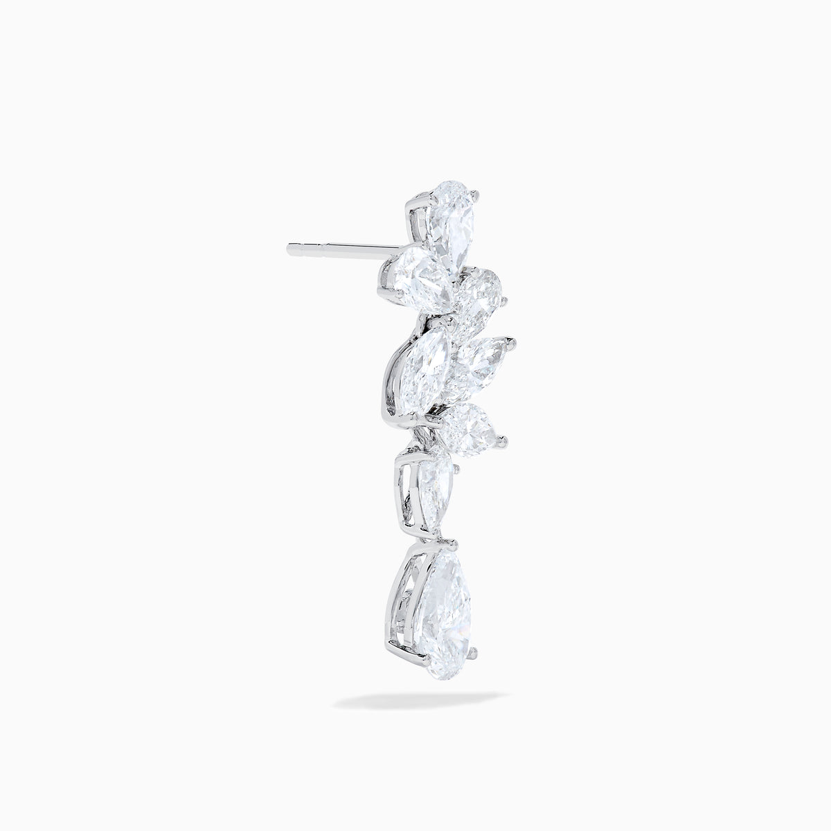 Lab Grown Pear and Marquise Diamond 3.61ct Statement Drop Earrings in 14K White Gold feature cascading pear and marquise diamonds set in a bold, elegant drop design.