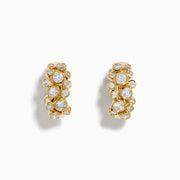 Lab Grown Round Diamond 1.13ct Bubble Hoop Earrings in 14K Yellow Gold featuring multiple round diamonds in a clustered design, shown against a white background.