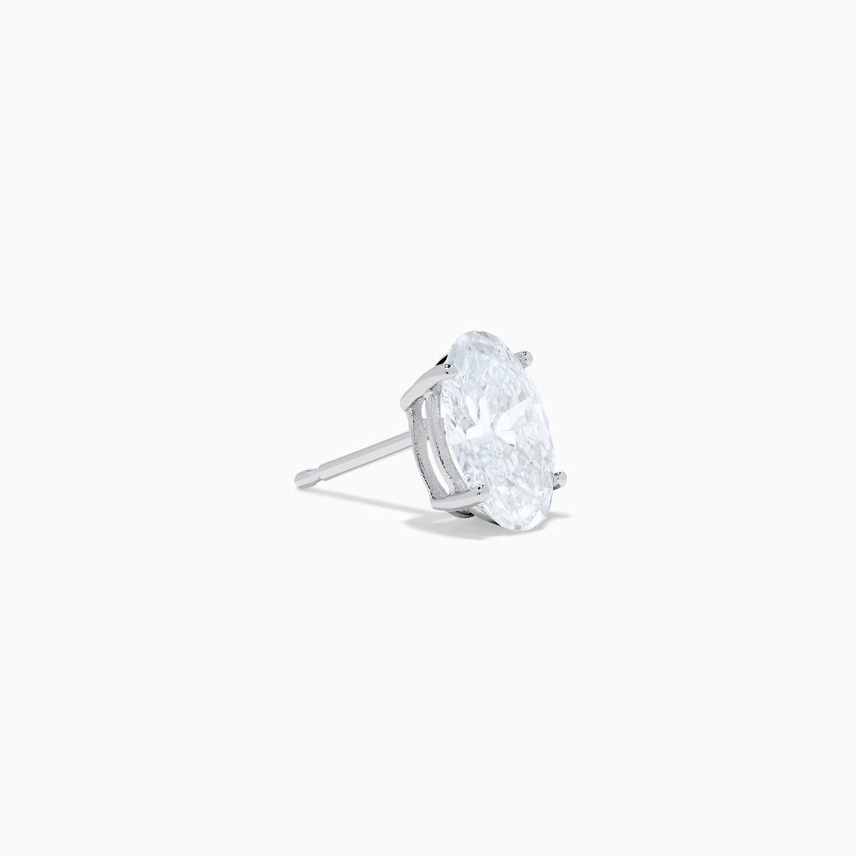 Lab Grown Diamond Oval Shaped 1.96ct Stud Earrings in 14K White Gold displayed on a white background.