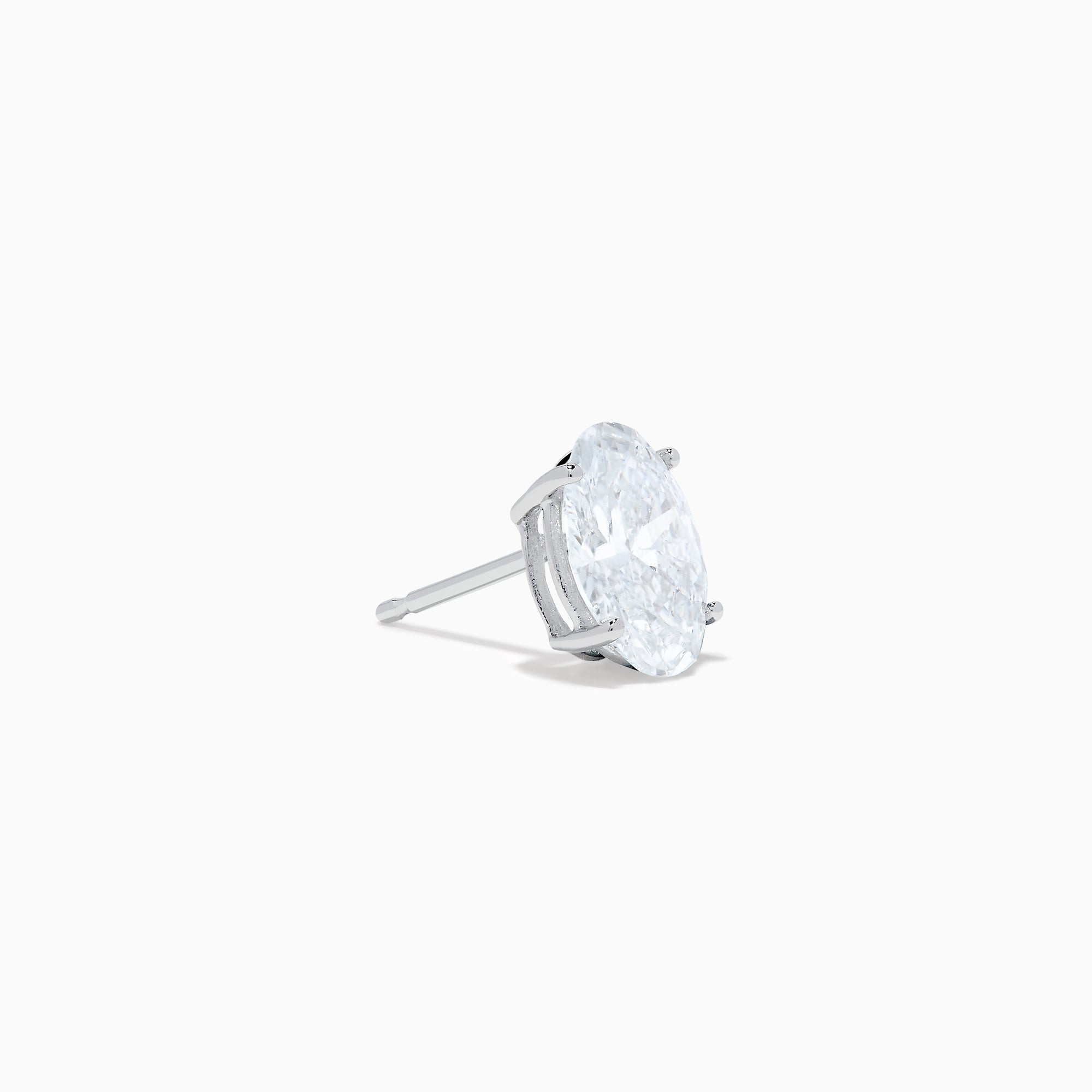 Lab Grown Diamond Oval Shaped 1.96ct Stud Earrings in 14K White Gold displayed on a white background.