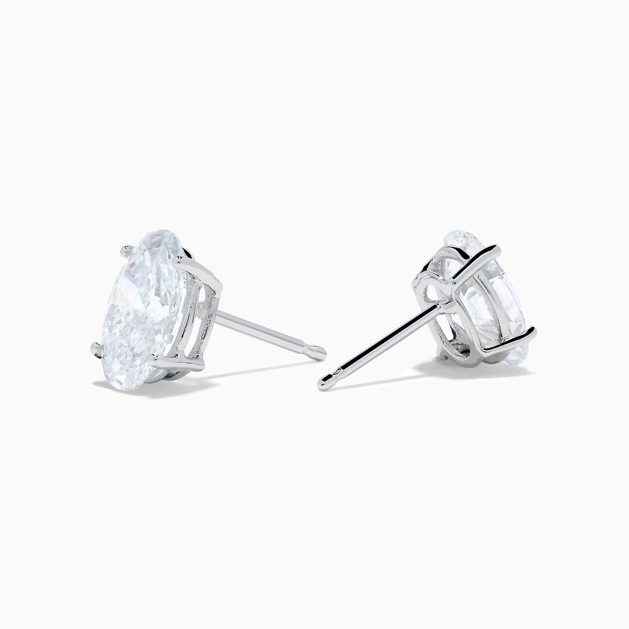 Lab Grown Diamond Oval Shaped 1.96ct Stud Earrings in 14K White Gold displayed on a white background.