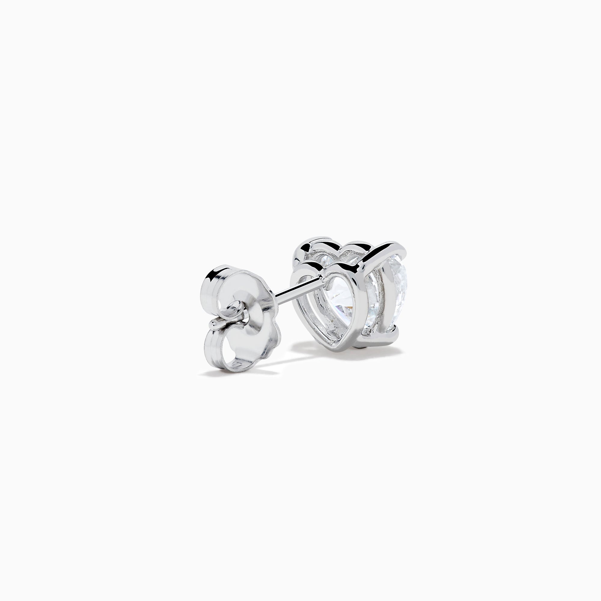 Lab Grown Diamond Heart Shaped 1.96ct Stud Earrings in 14K White Gold, featuring sparkling heart-shaped lab created diamond studs set in white gold and displayed against a plain white background.