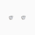 Lab Grown Diamond Heart Shaped 0.98ct Stud Earrings in 14K White Gold, featuring sparkling lab grown diamonds in heart-shaped settings, are displayed on a white background.