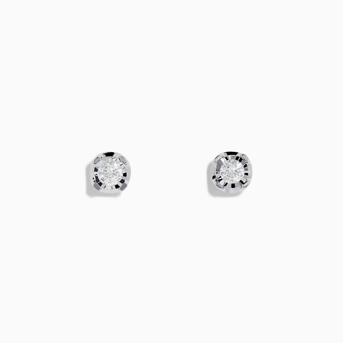 The 925 Sterling Silver Diamond Stud Earrings feature round, clear diamonds set in sterling silver, displayed against a plain white background.