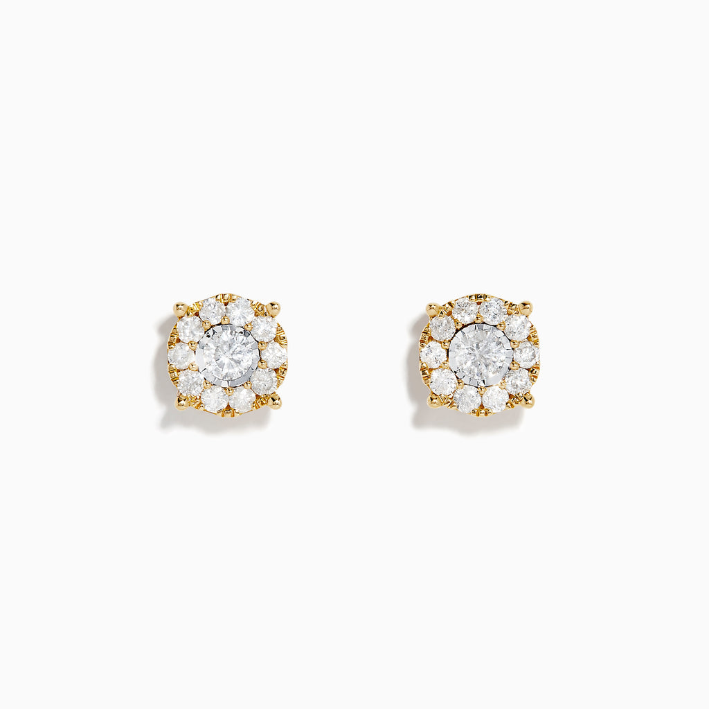 Effy 14K Two-Tone Gold Diamond Cluster Stud Earrings