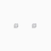 A pair of 14K White Gold Diamond Solitaire Stud Earrings (0.10 TCW) featuring small, round diamonds in a minimalistic setting, displayed against a plain white background.