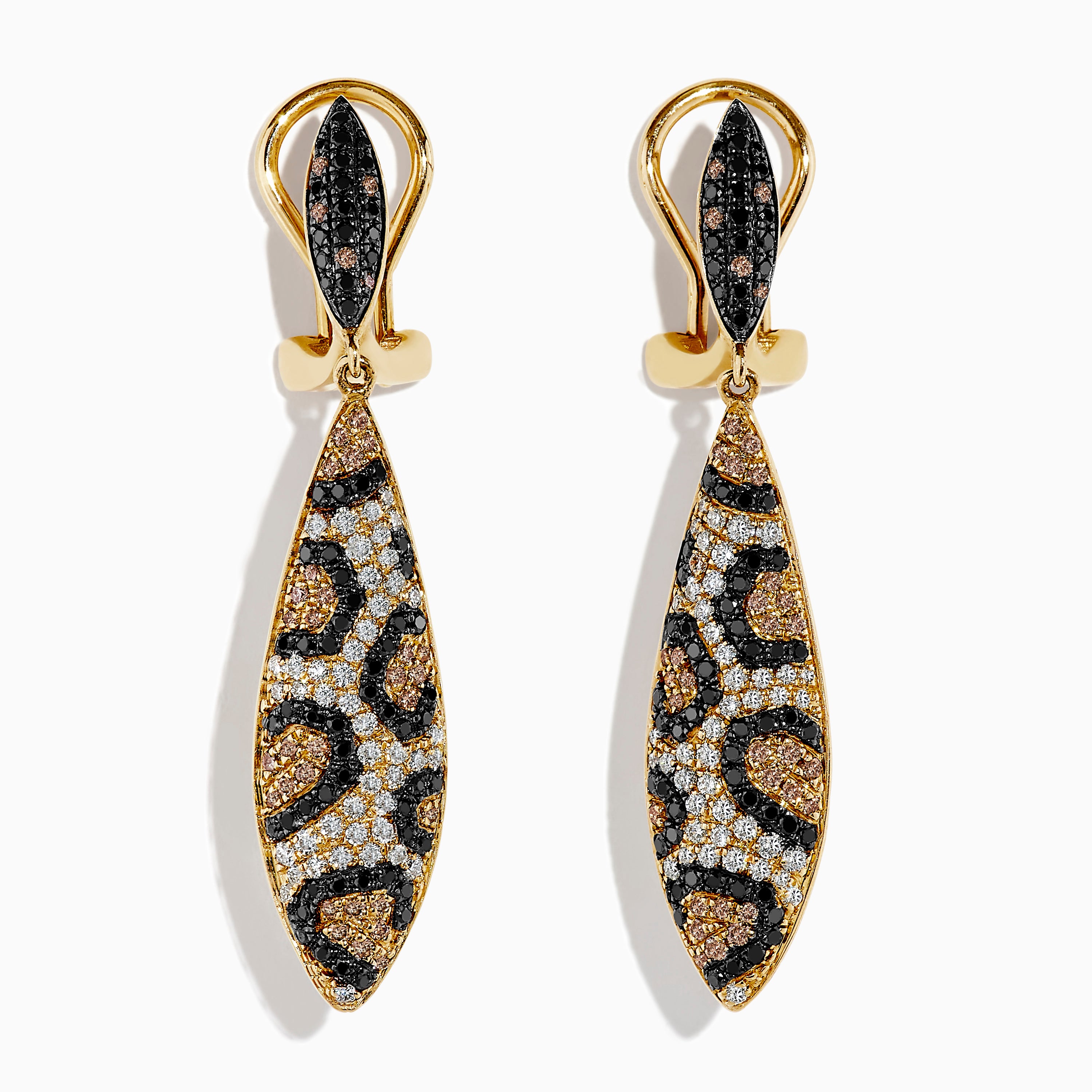 Effy 14K Yellow Gold Diamond Leopard Spot Drop Earrings