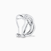 14K White Gold Blue and White Diamond Crossover Wave Earrings