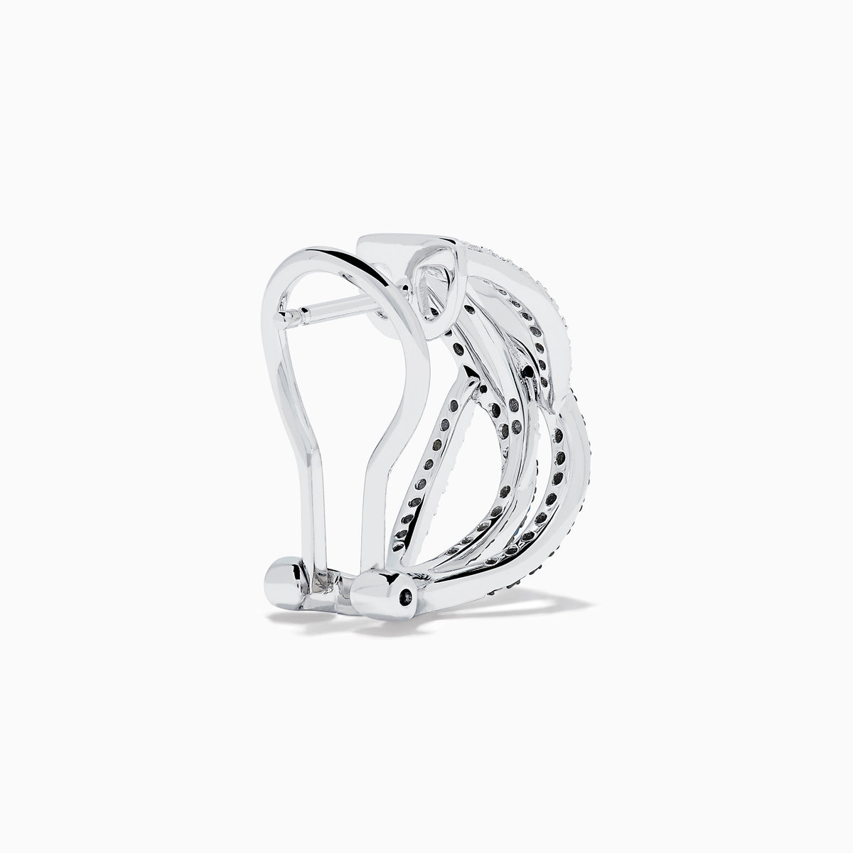 14K White Gold Blue and White Diamond Crossover Wave Earrings