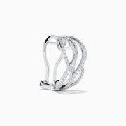14K White Gold Diamond Pave Crossover Wave Earrings