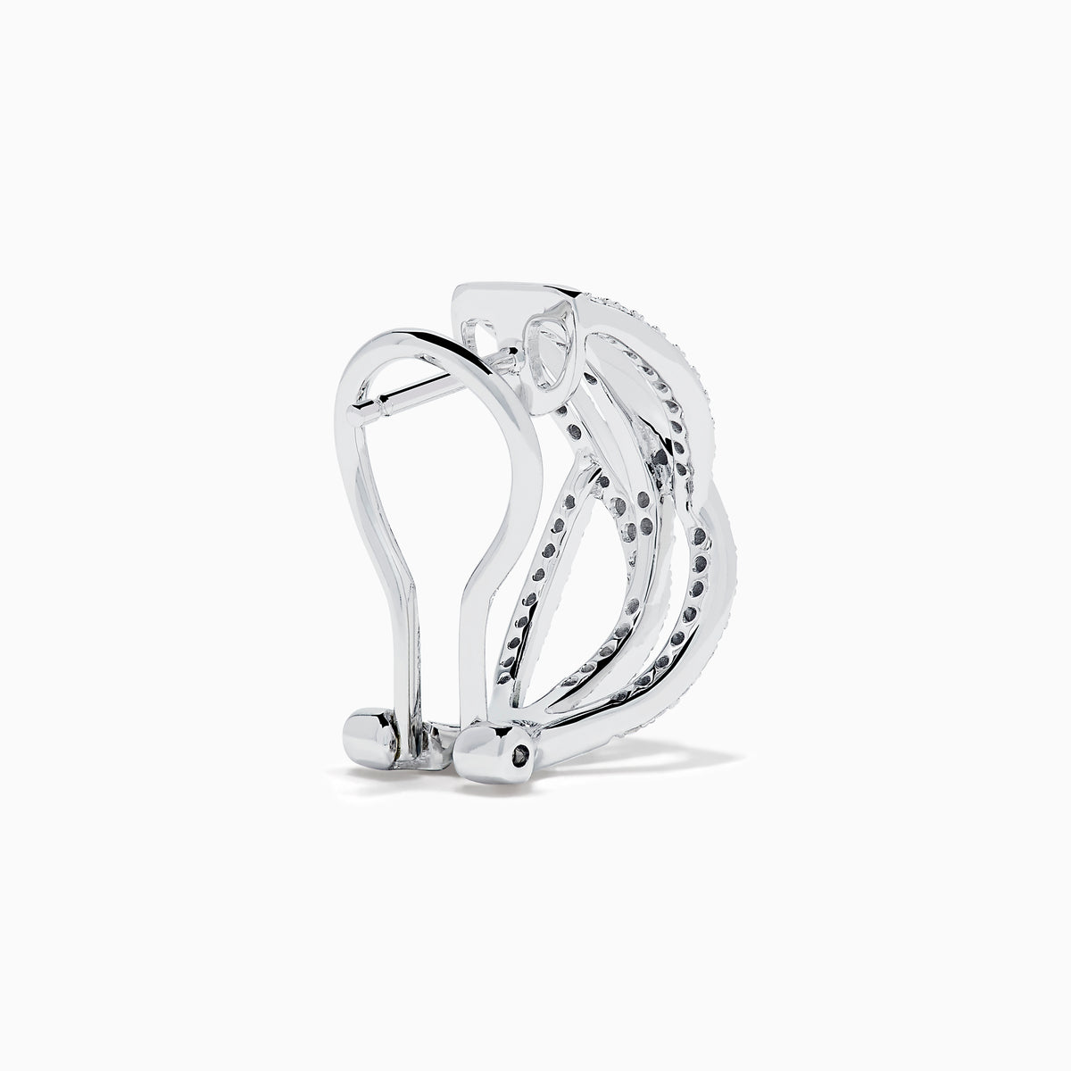 14K White Gold Diamond Pave Crossover Wave Earrings