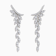 Elegant 14K White Gold Diamond Drop Leaf Earrings featuring a cascading leaf design adorned with sparkling diamonds.