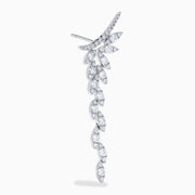 Elegant 14K White Gold Diamond Drop Leaf Earrings featuring a cascading leaf design adorned with sparkling diamonds.