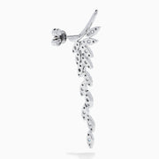 Elegant 14K White Gold Diamond Drop Leaf Earrings featuring a cascading leaf design adorned with sparkling diamonds.