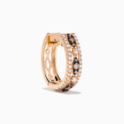 14K Rose Gold Espresso and White Diamond Openwork Huggie Earrings