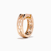 14K Rose Gold Espresso and White Diamond Openwork Huggie Earrings