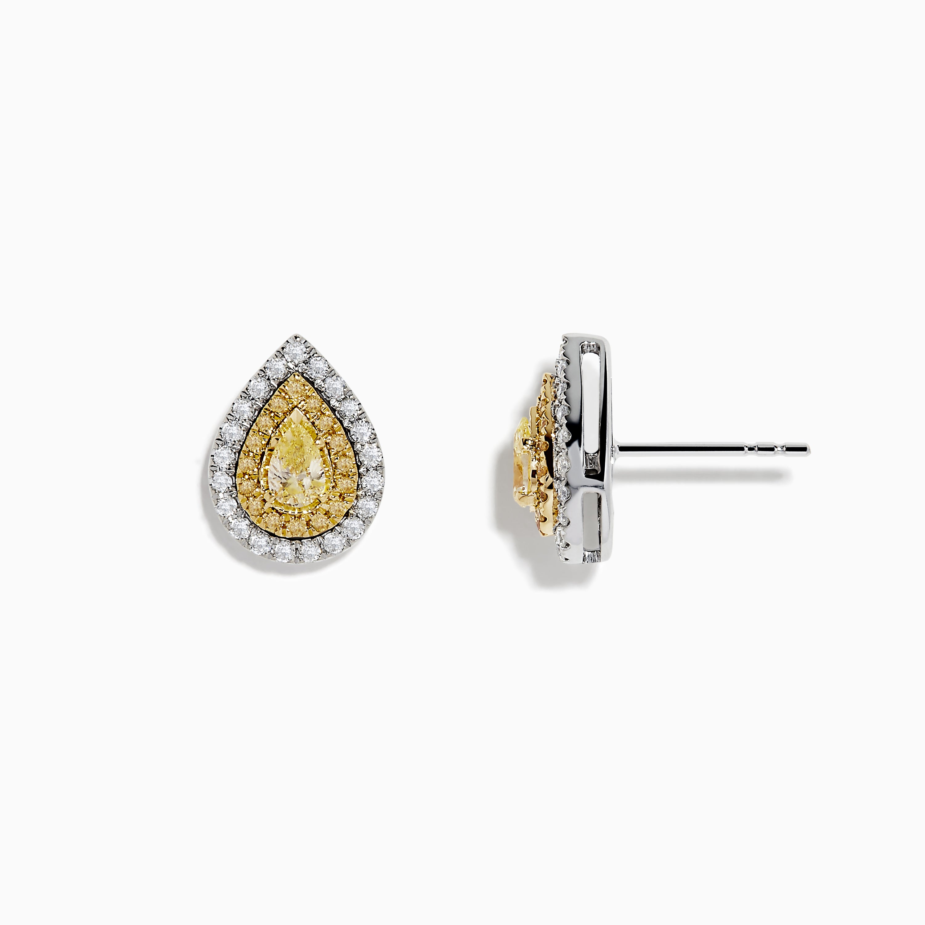 Effy Canare 18k Two Tone Yellow and White Diamond Stud Earrings