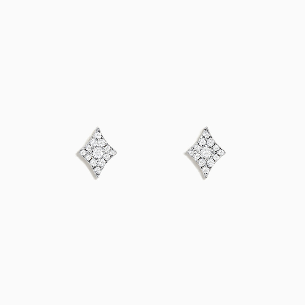The Casino 14K Yellow Gold Diamond Diamonds Suit Stud Earrings feature a diamond-shaped design with multiple small round white gemstones, shown against a plain white background.