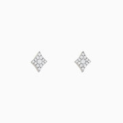 The Casino 14K Yellow Gold Diamond Diamonds Suit Stud Earrings feature a diamond-shaped design with multiple small round white gemstones, shown against a plain white background.