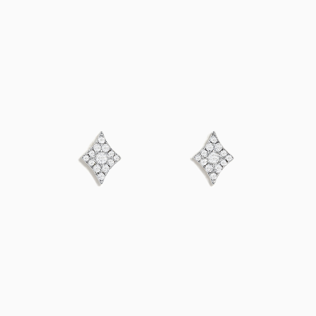 The Casino 14K Yellow Gold Diamond Diamonds Suit Stud Earrings feature a diamond-shaped design with multiple small round white gemstones, shown against a plain white background.
