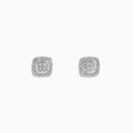 The Classique 14K White Gold Diamond Stud Earrings 0.36 TCW feature square-shaped studs with a double halo design, shown on a plain white background.