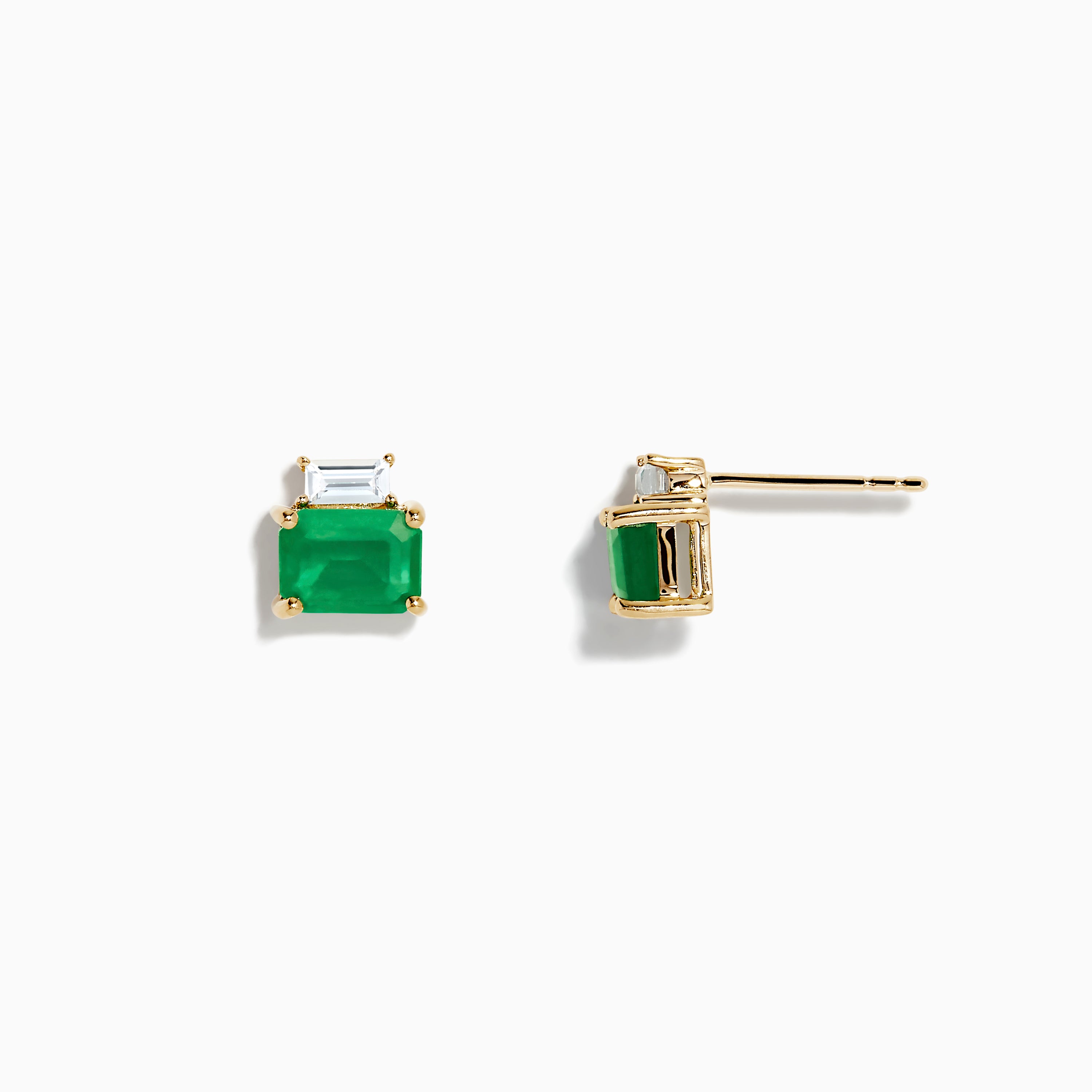 Effy Brasilica 14K Yellow Gold Emerald and White Sapphire Stud Earrings