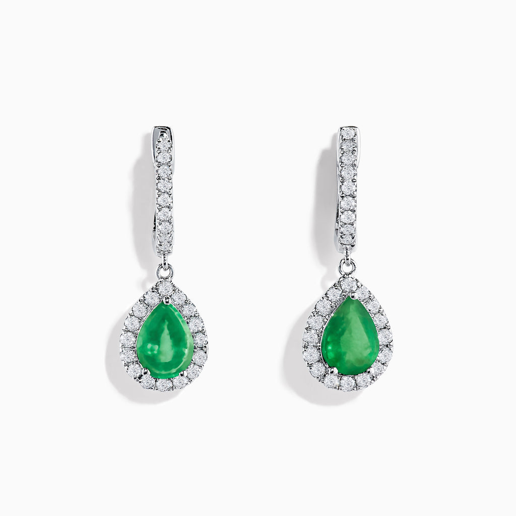 Effy Brasilica 14K White Gold Emerald and Diamond Drop Earrings