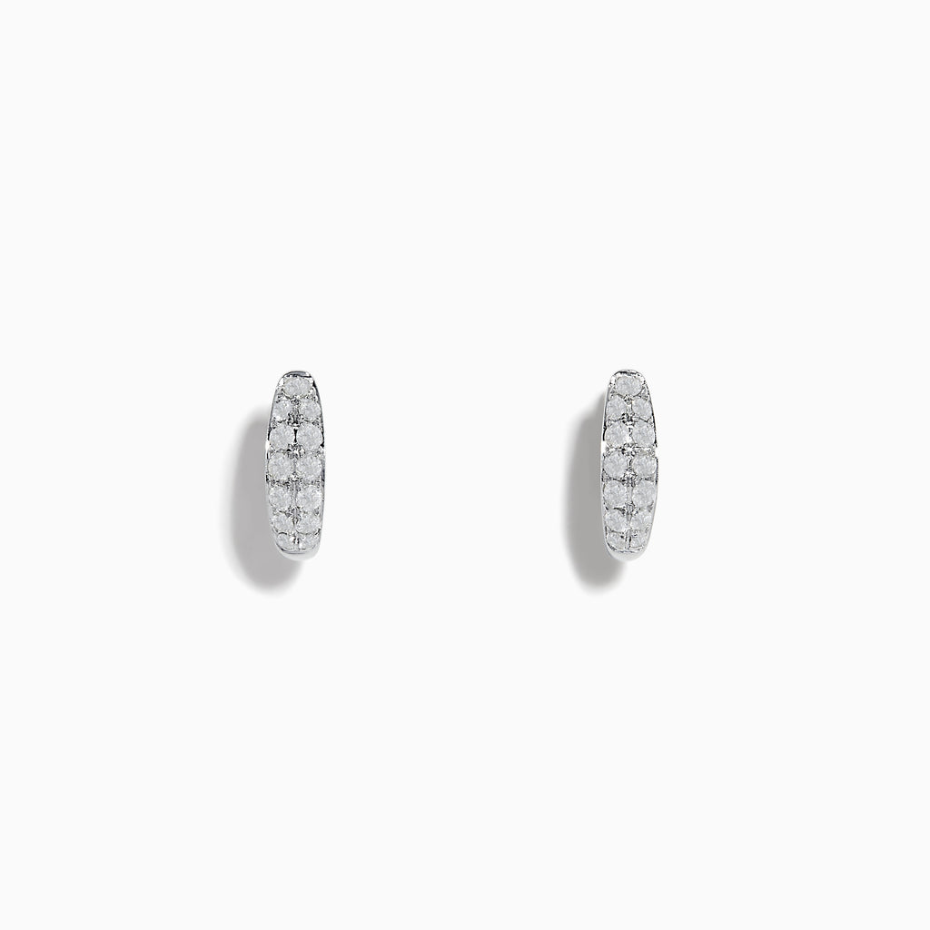 Effy Pave Classica 14k White Gold Diamond Huggie Earrings