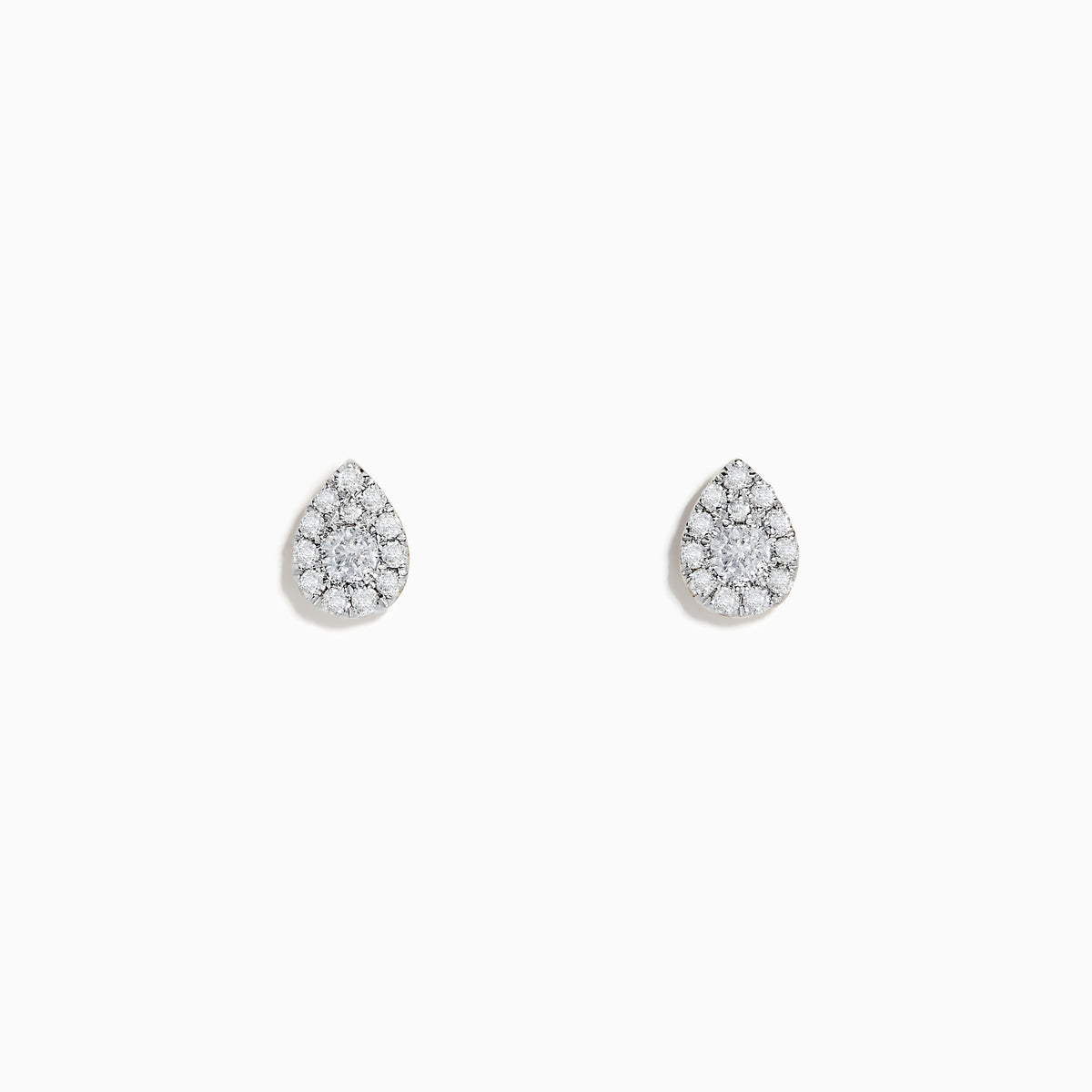 A pair of Pave Classica 14K Yellow Gold Pave Diamond Pear Shaped Stud Earrings, set with sparkling diamonds, shown against a plain white background.