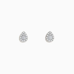 A pair of Pave Classica 14K Yellow Gold Pave Diamond Pear Shaped Stud Earrings, set with sparkling diamonds, shown against a plain white background.