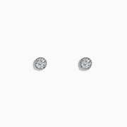 Pave Classique 14K White Gold Bezel Set Diamond Solitaire Earrings, 0.50 TCW, displayed on a plain white background.