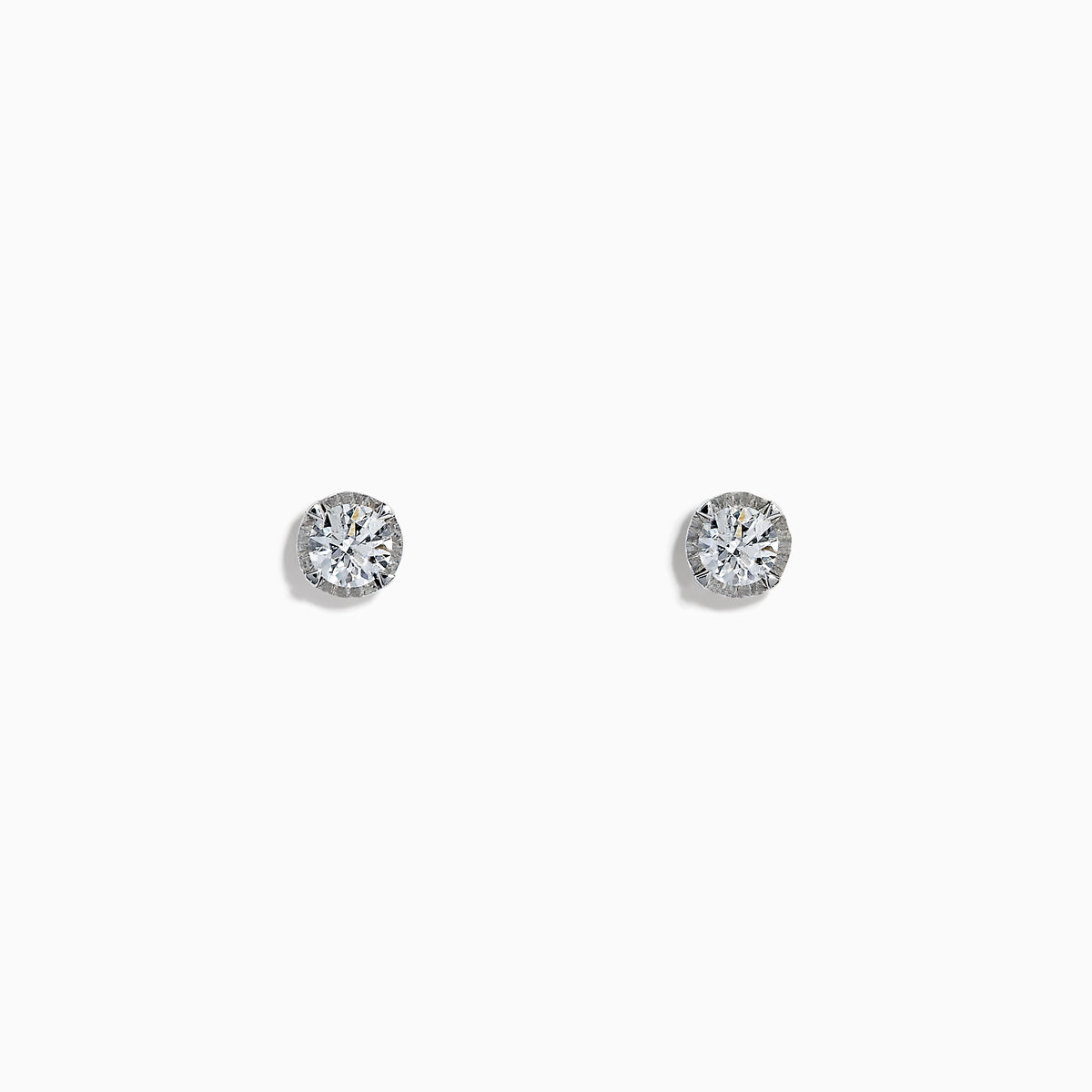 Pave Classique 14K White Gold Bezel Set Diamond Solitaire Earrings, 0.50 TCW, displayed on a plain white background.