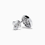 The 14K White Gold Diamond Disc Stud Earrings feature a pavé of sparkling white stones in a circular pattern, set in 14K white gold, shown against a plain white background.