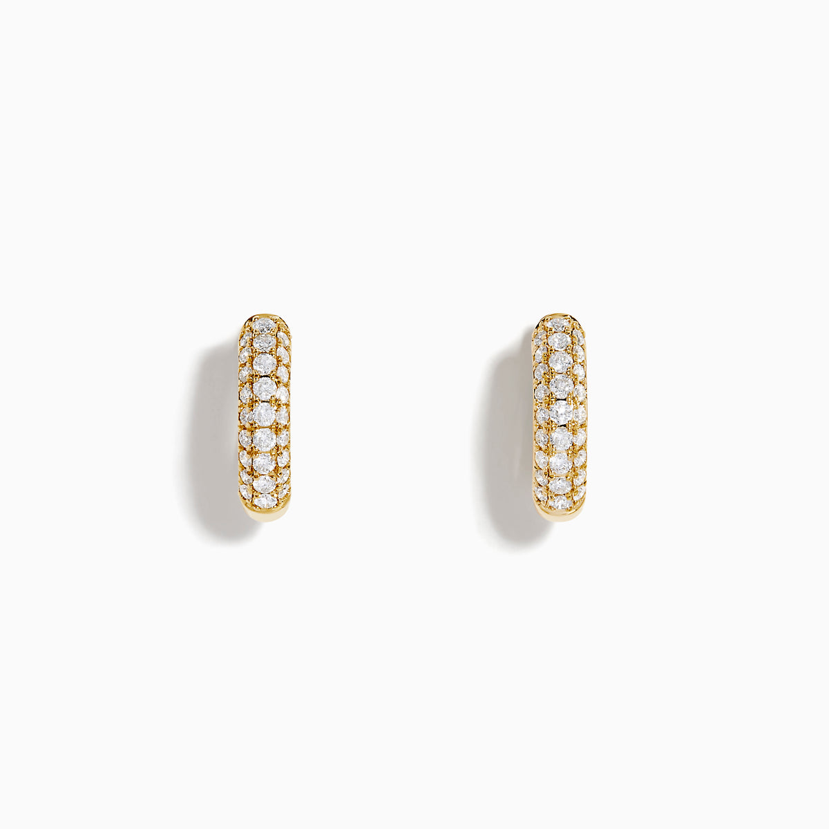 14K Yellow Gold Diamond 3-Row Pavé Huggie Earrings