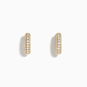 14K Yellow Gold Diamond 3-Row Pavé Huggie Earrings