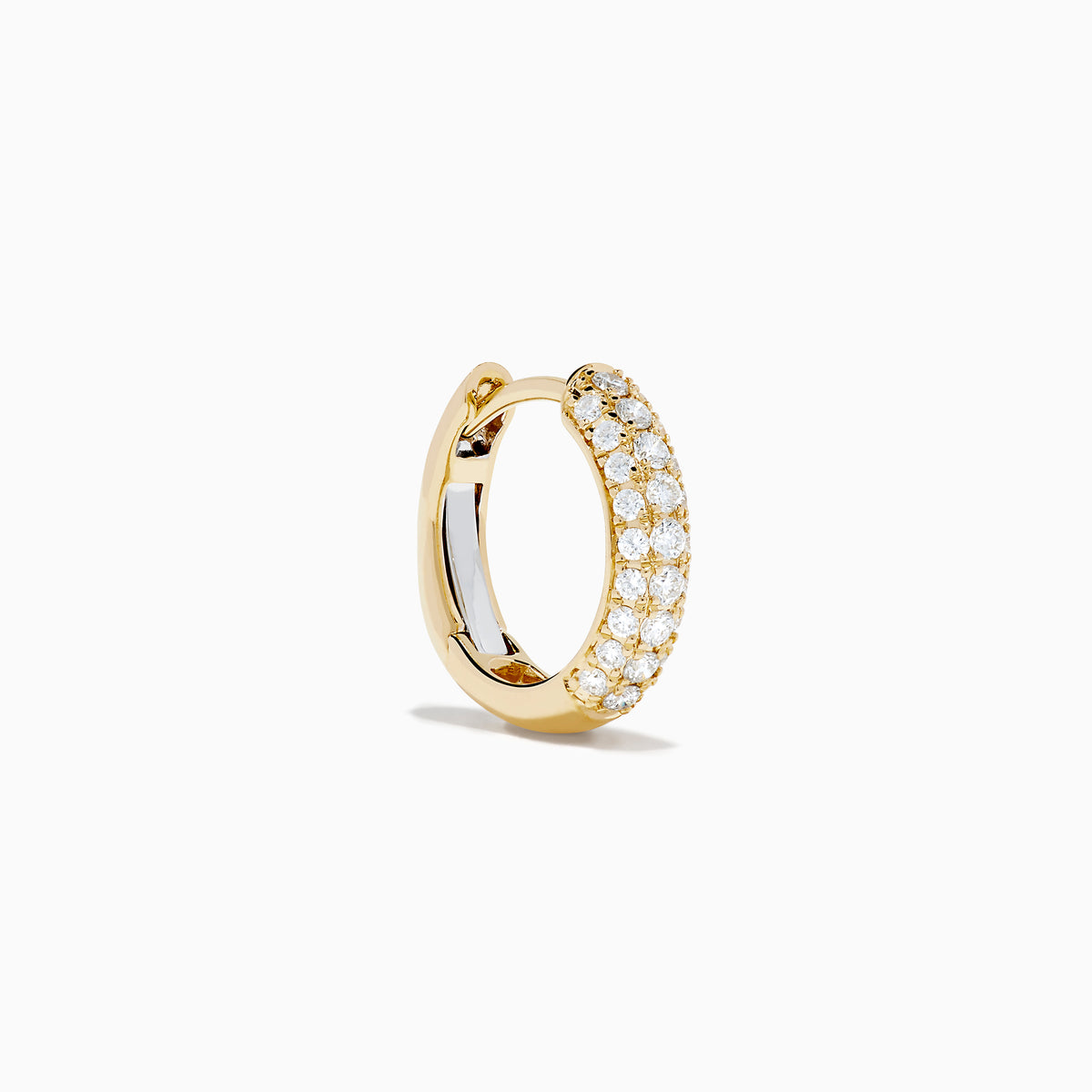14K Yellow Gold Diamond 3-Row Pavé Huggie Earrings