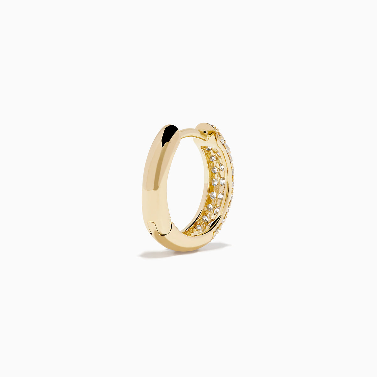 14K Yellow Gold Diamond 3-Row Pavé Huggie Earrings