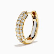 14K Yellow Gold Diamond 3-Row Pavé Huggie Earrings