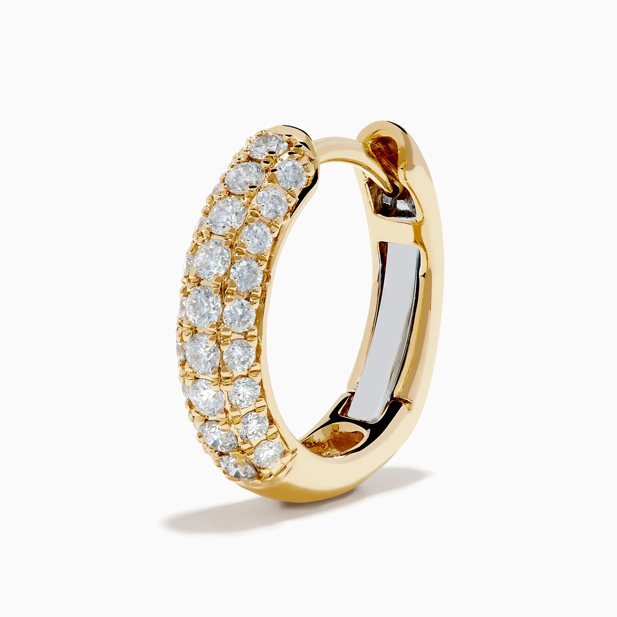 14K Yellow Gold Diamond 3-Row Pavé Huggie Earrings