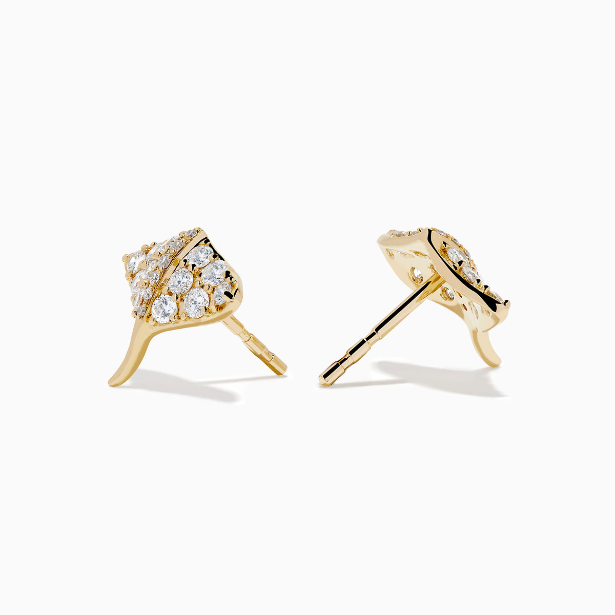 14K Yellow Gold Diamond Pavé Stingray Stud Earrings