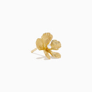 The 14K Yellow Gold Diamond Textured Petal Flower Stud Earrings feature textured petal designs with a cluster of diamonds at the center, shown on a plain white background.