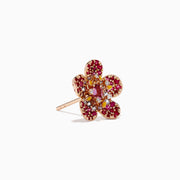 The Nature 14K Rose Gold Pink Sapphire and Diamond Flower Stud Earrings feature blooming flower designs with pink sapphires and sparkling diamonds set in rose gold.